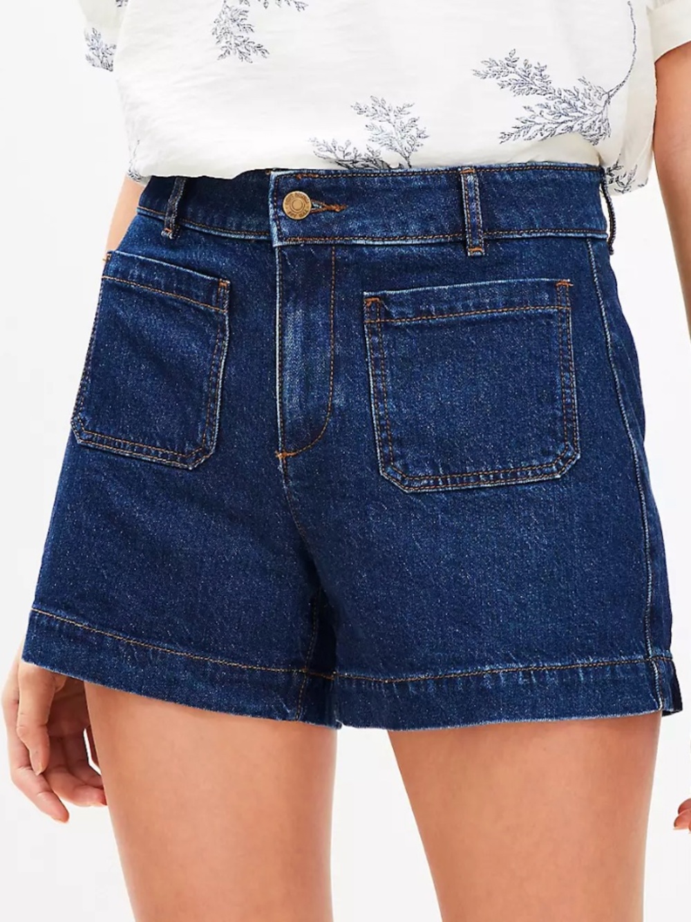 LOFT Palmer Denim Shorts In Bright Medium Stone Wash Size 28 NWT